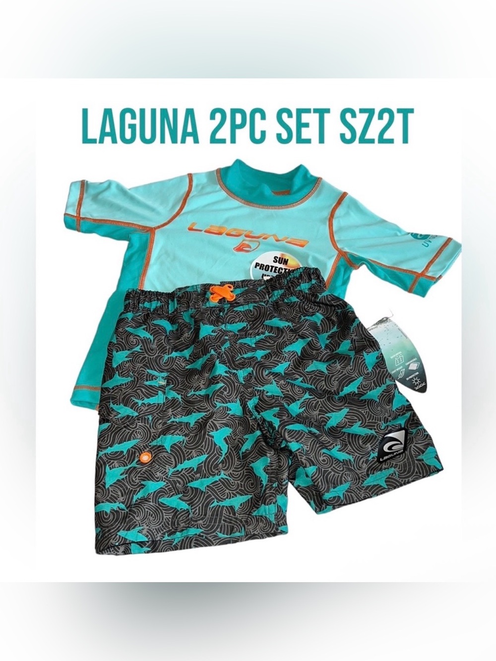 Laguna Boys 2Pc Sharks 🦈 Swim Set Size 2T NWT